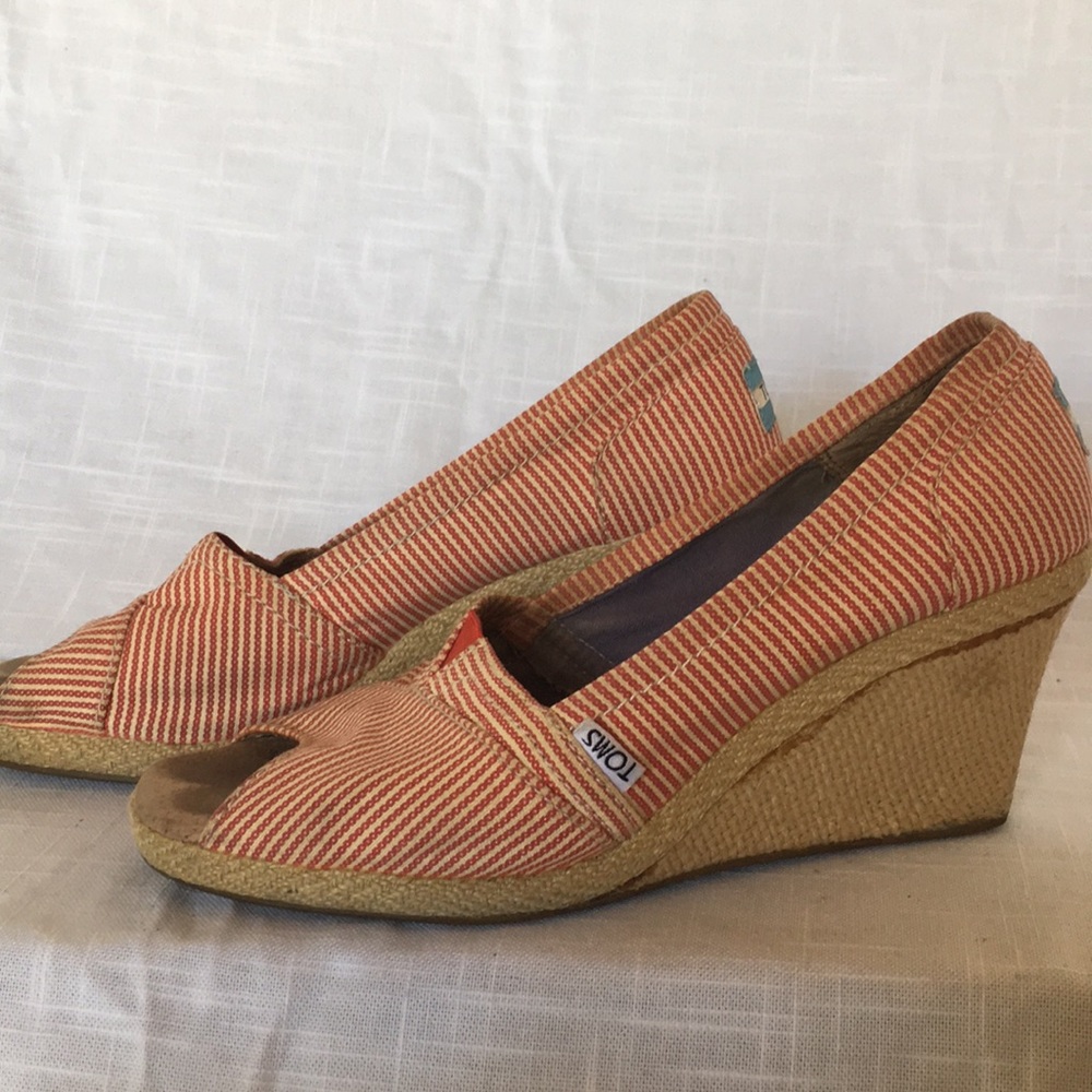 Toms red and white espadrilles
